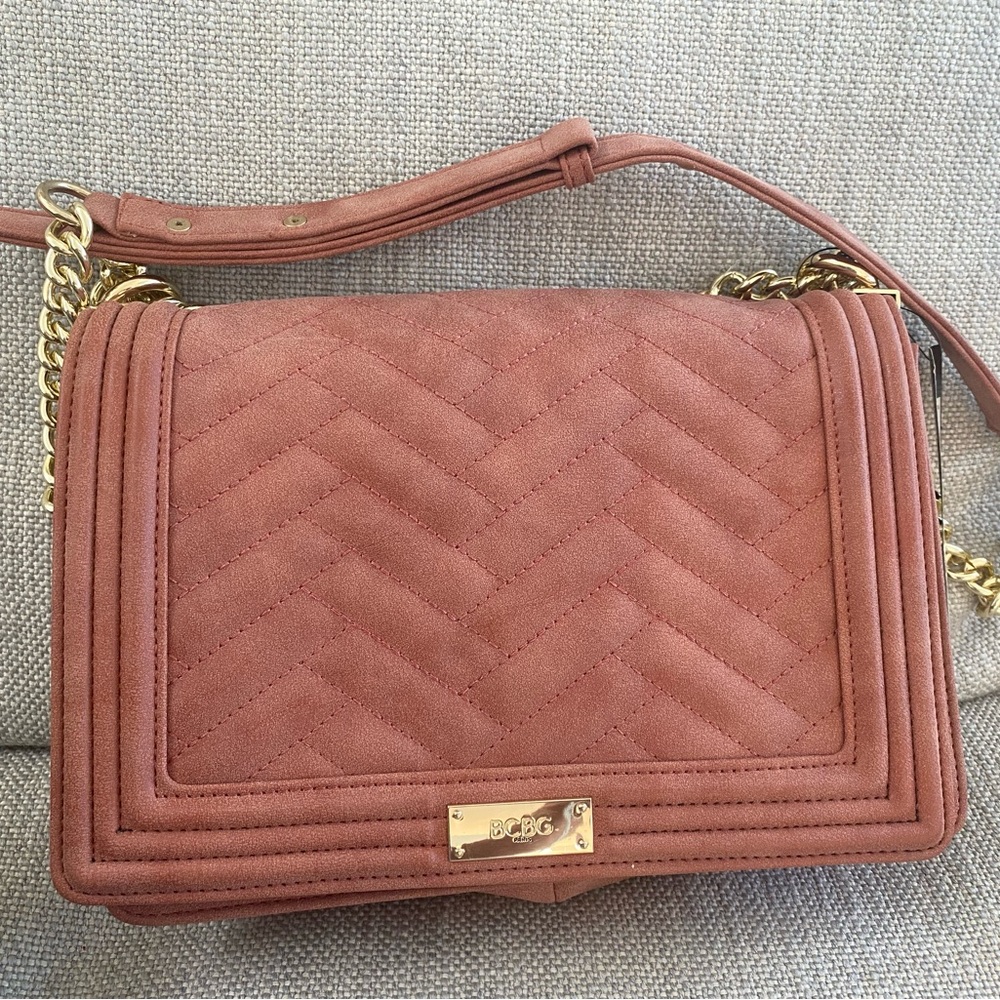 BCBG Paris Quilted Handbag Goldtone Chain- Clay NWT $168